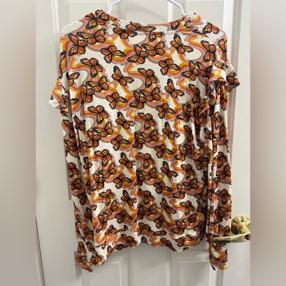 Posh Peanut Bowie Adult Orange and White Butterfly pullover sweater - Picture 6 of 6